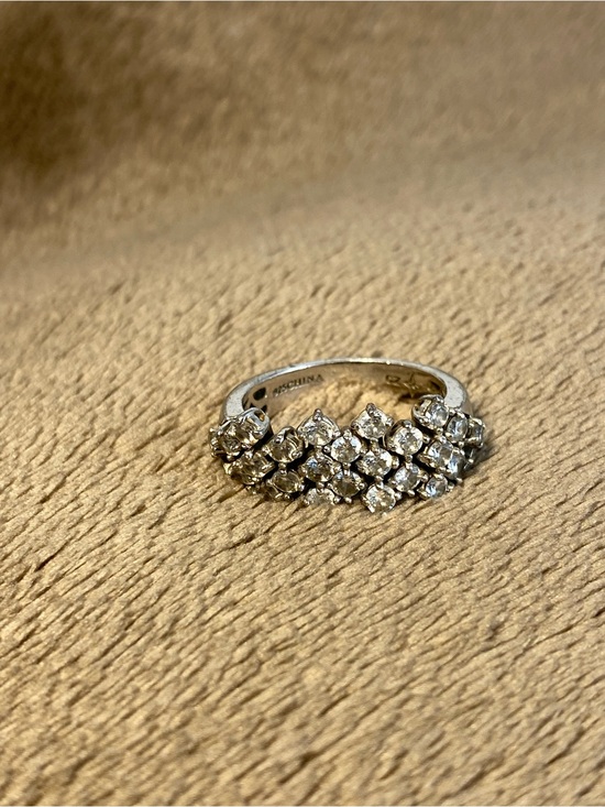 Jewelry - 925 Sterling Silver- Cubic Zirconia Three Tiered Cocktail Ring Sz 8